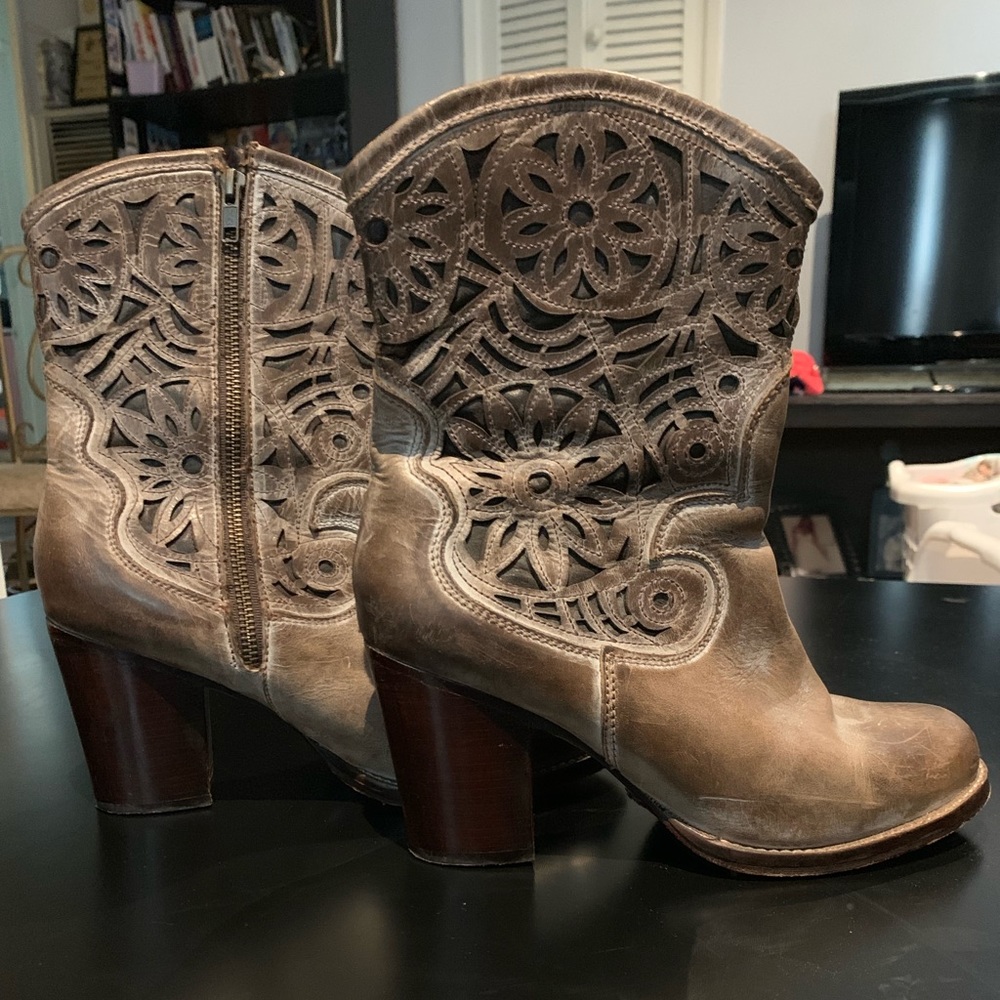 Genuine Leather Brown/grey Cowboy Boots